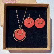  Double Hoop Colour and Brass Necklace and Earrings Set