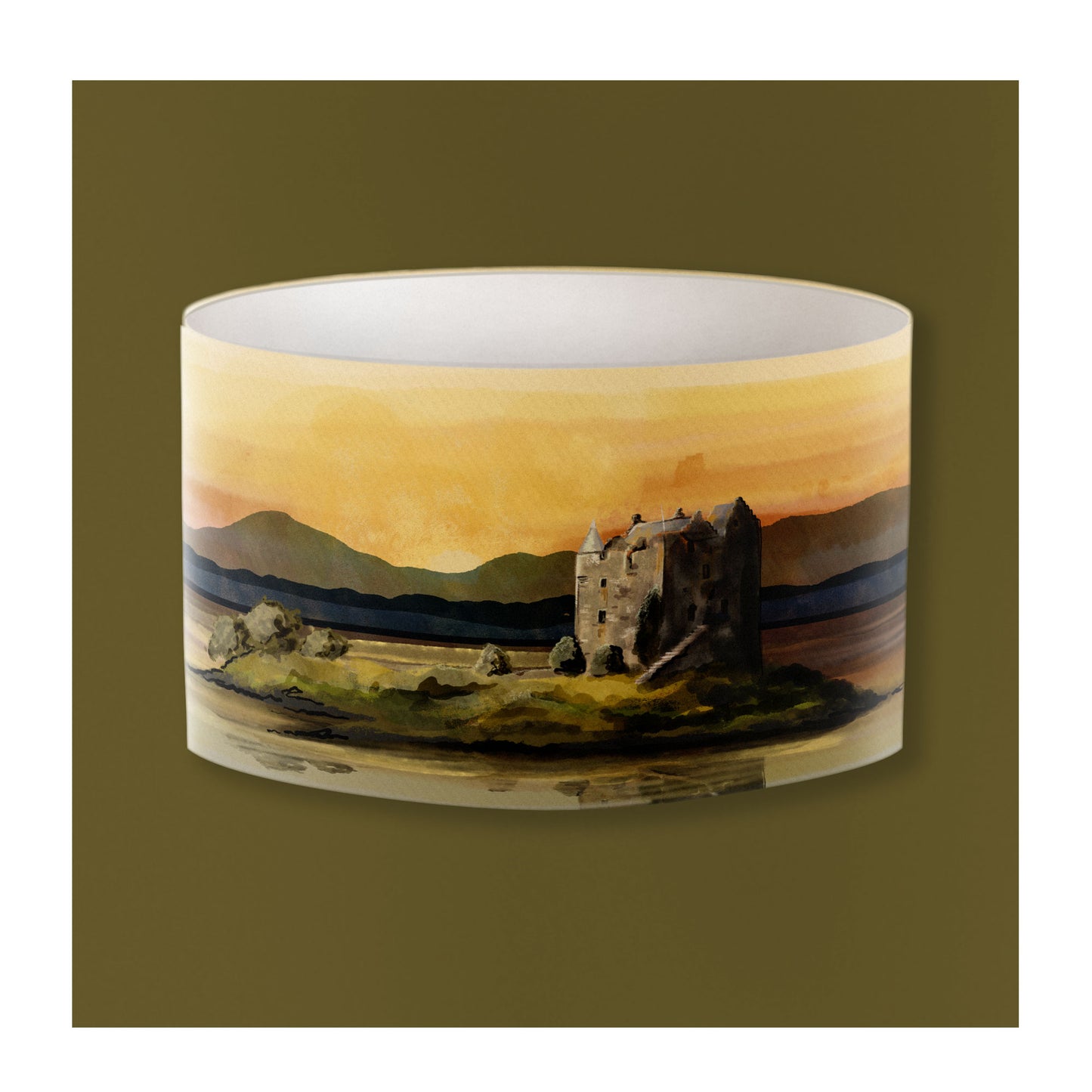 A Castle Stalker Lampshade from Harbour Lane Studio.