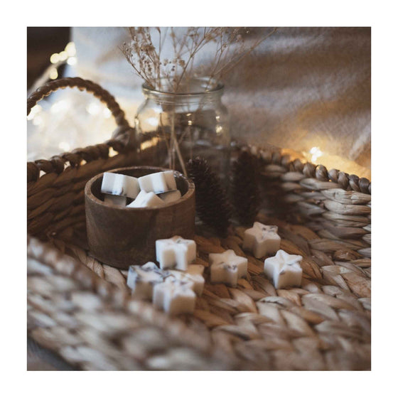 A pack of 6 botanical soy wax melts from Bobella Co. in their Fresh Ginger & Green Tea Scent.