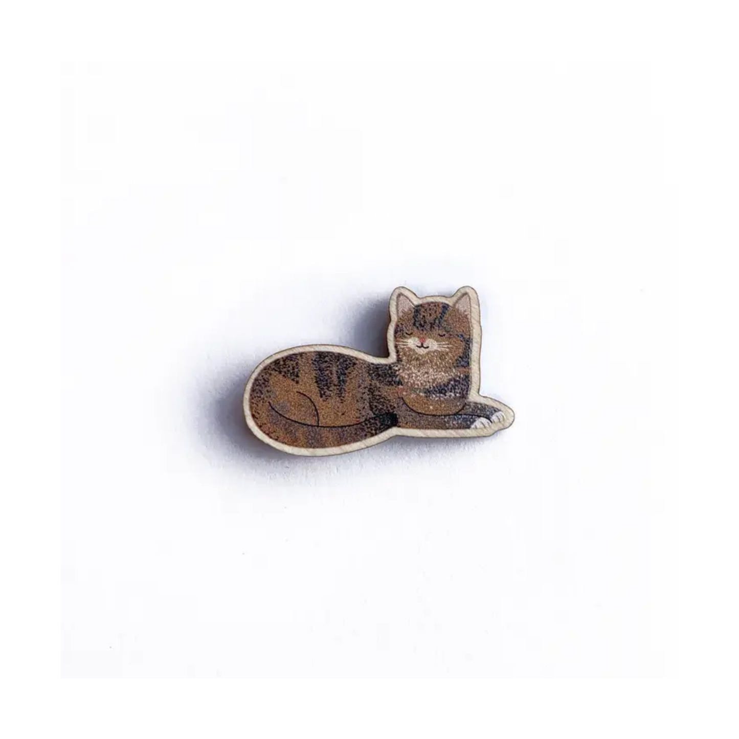Tabby Cat Wooden Pin