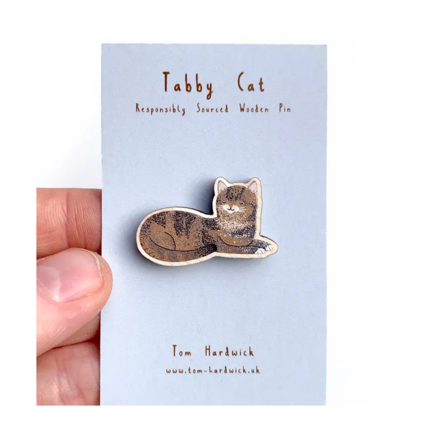 Tabby Cat Wooden Pin