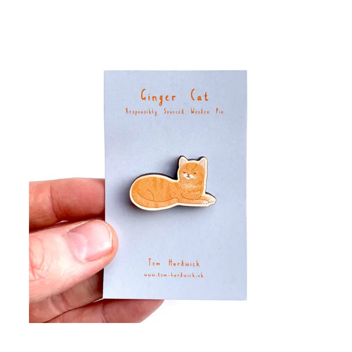 Orange Cat Wooden Pin