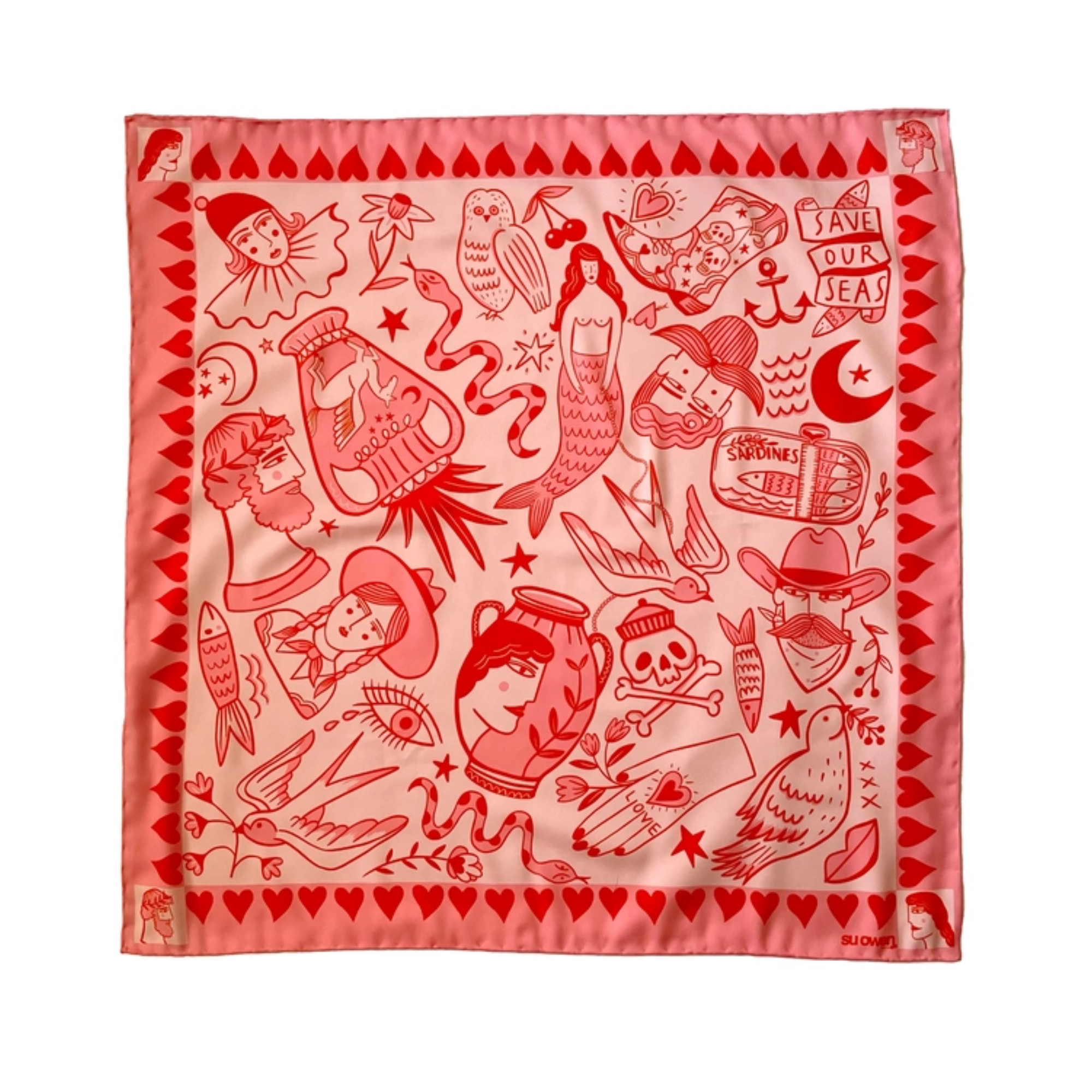 Pink 'I Love Everything' Eco Scarf / Headscarf – Harbour Lane Studio