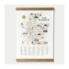 The Munros A2 Map Checklist Print with Wooden Hanging Frame