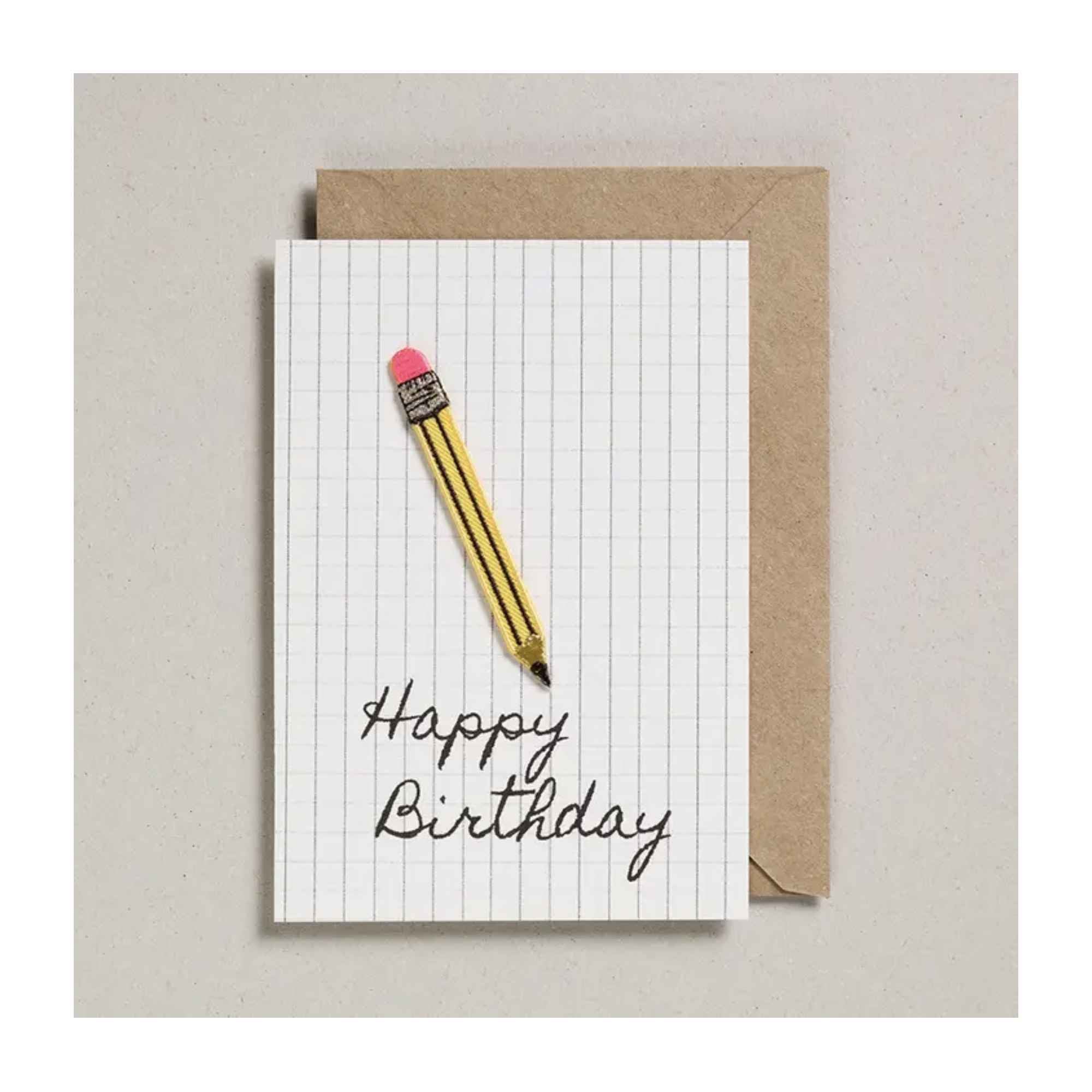 Pencil Birthday Card - Iron on Patch – Harbour Lane Studio