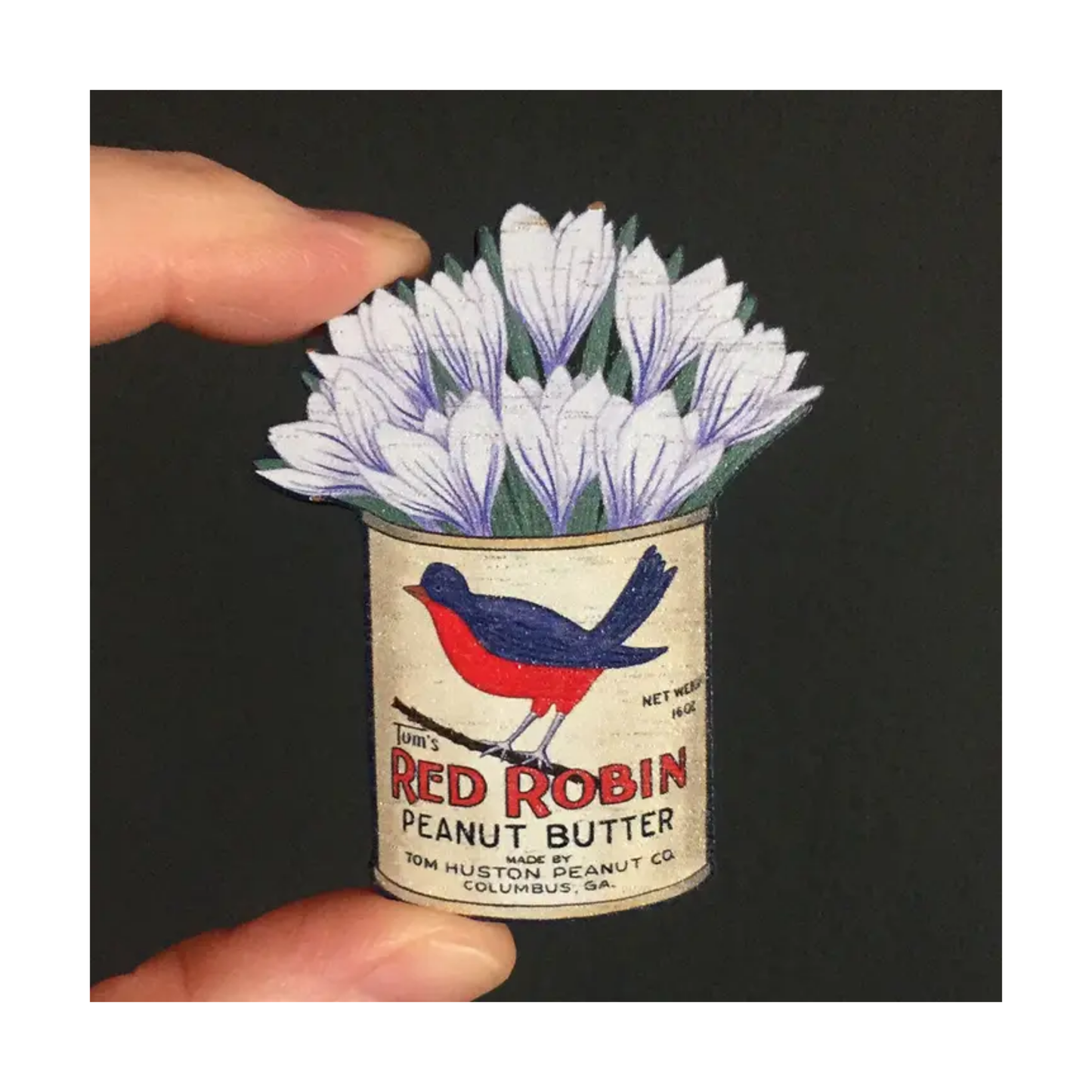 Vintage Crocus Wooden Pin Badge