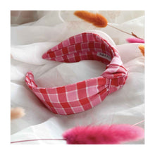  Pink Gingham Tartan Knot Headband