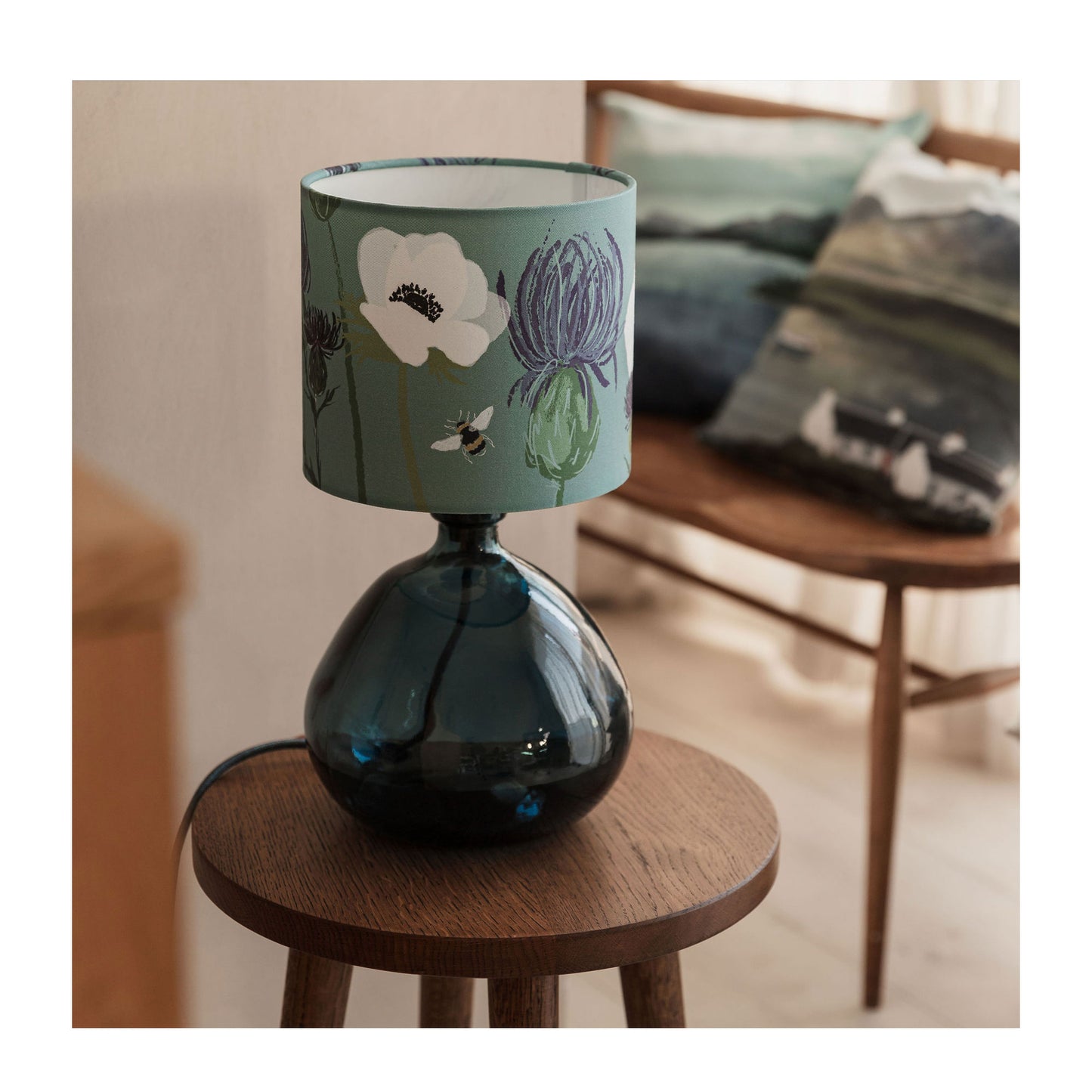 A Blue Thistle Lampshade from Harbour Lane Studio.