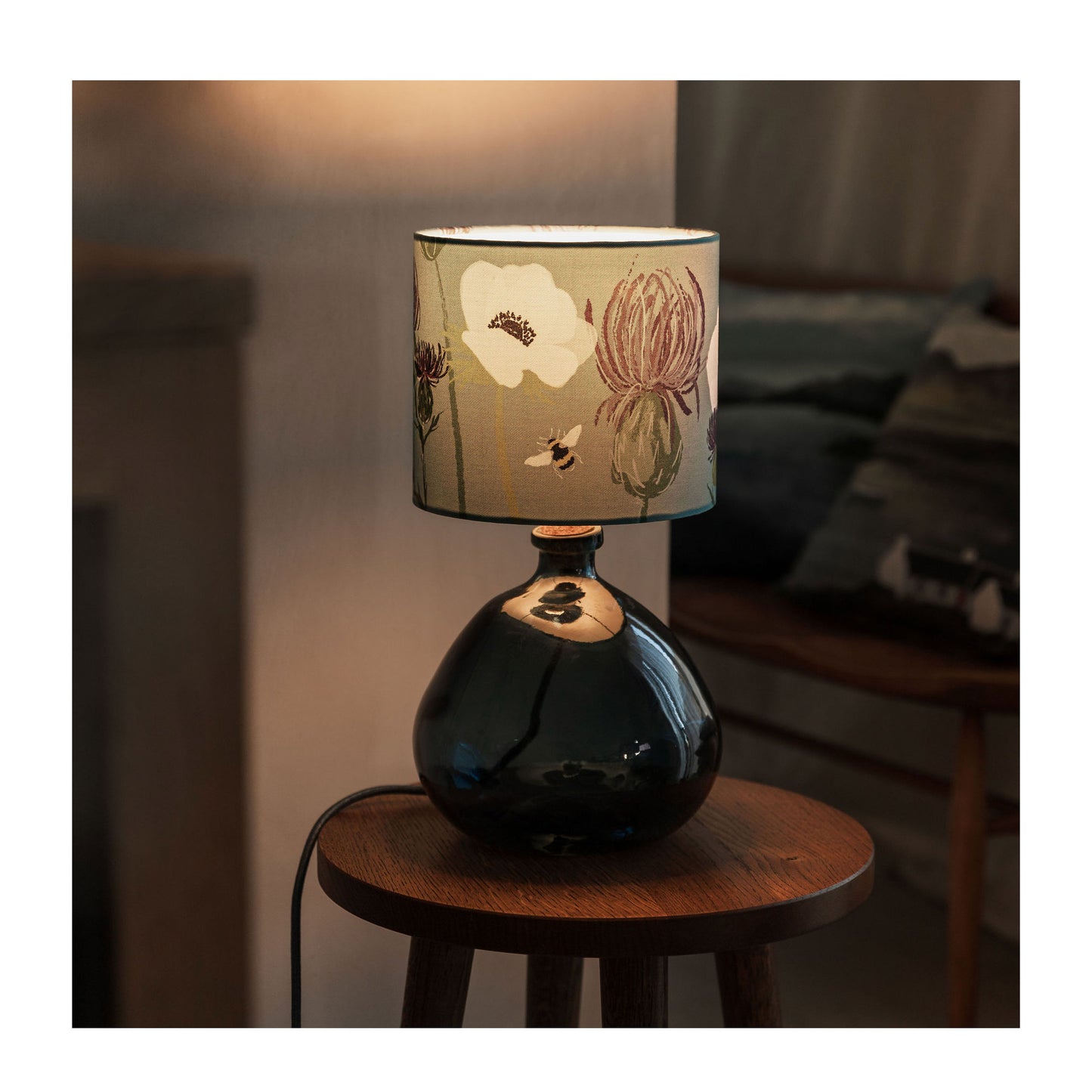 A Blue Thistle Lampshade from Harbour Lane Studio.