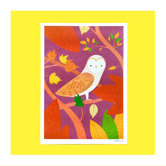 Barn Owl Risograph Print