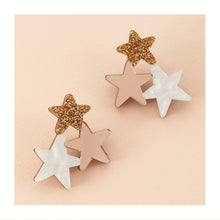  Star Earrings in Gold Glitter