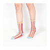 Polka Dot & Grid Sheer Socks - Watermelon Pink