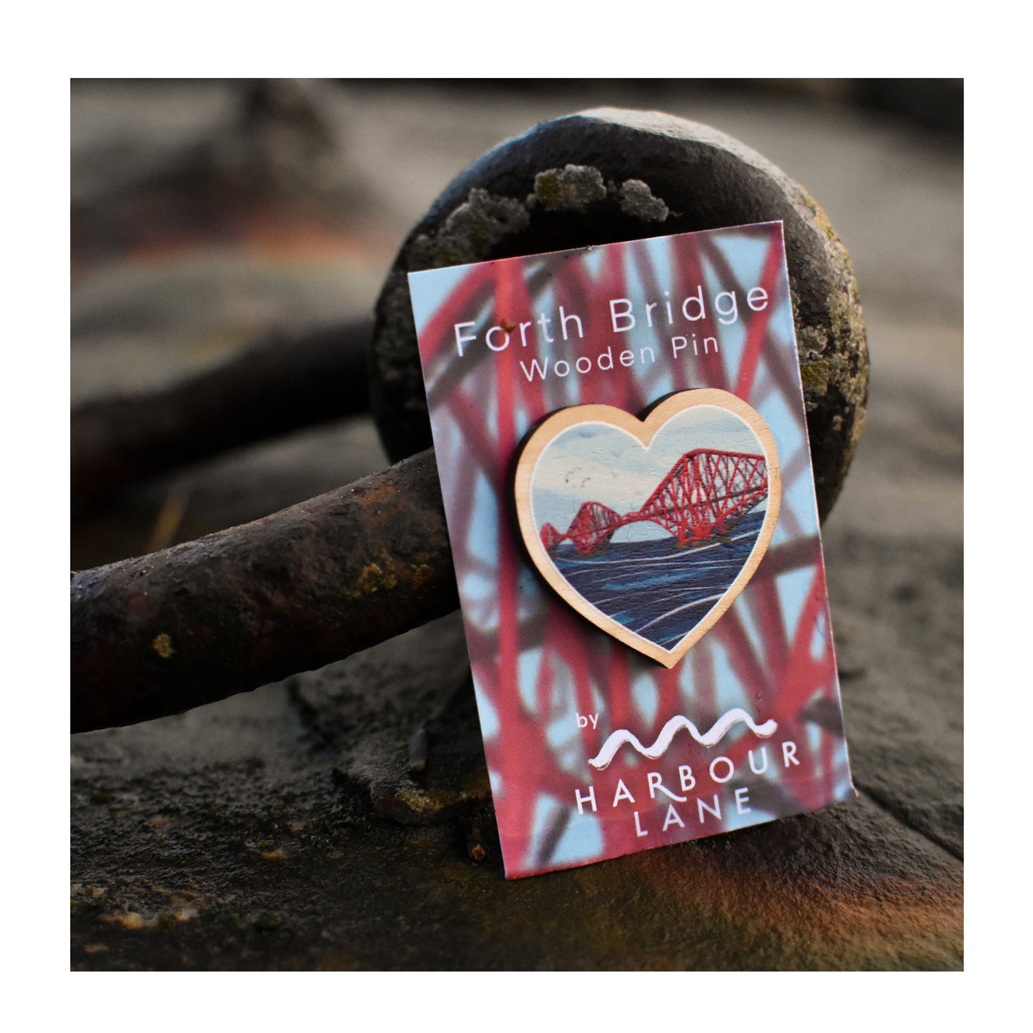 A Forth Bridge Wooden Pin from Harbour Lane Studio.
