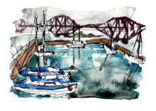  Fine Art Giclee Print of an original illustration of South Queensferry Harbour by Tori Gray.