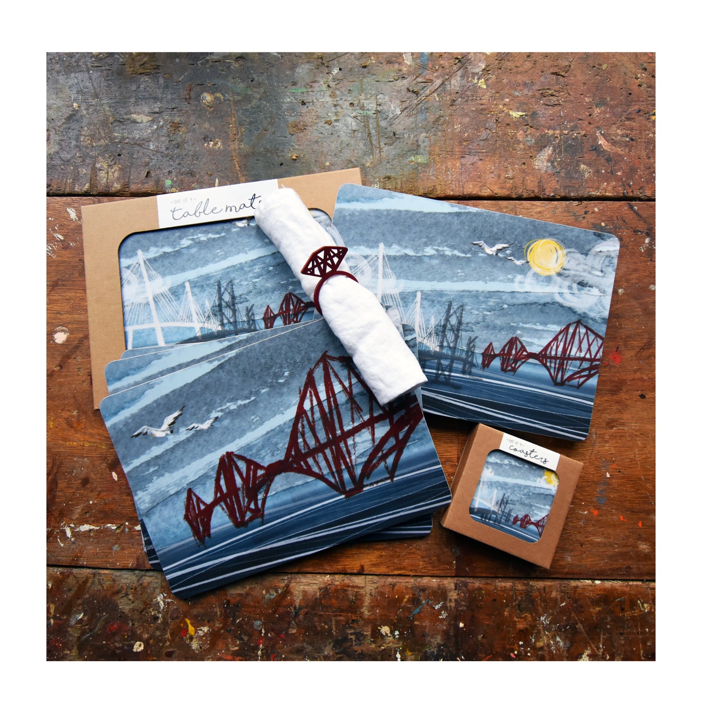 A 3 Bridges Tablemats from Harbour Lane Studio.