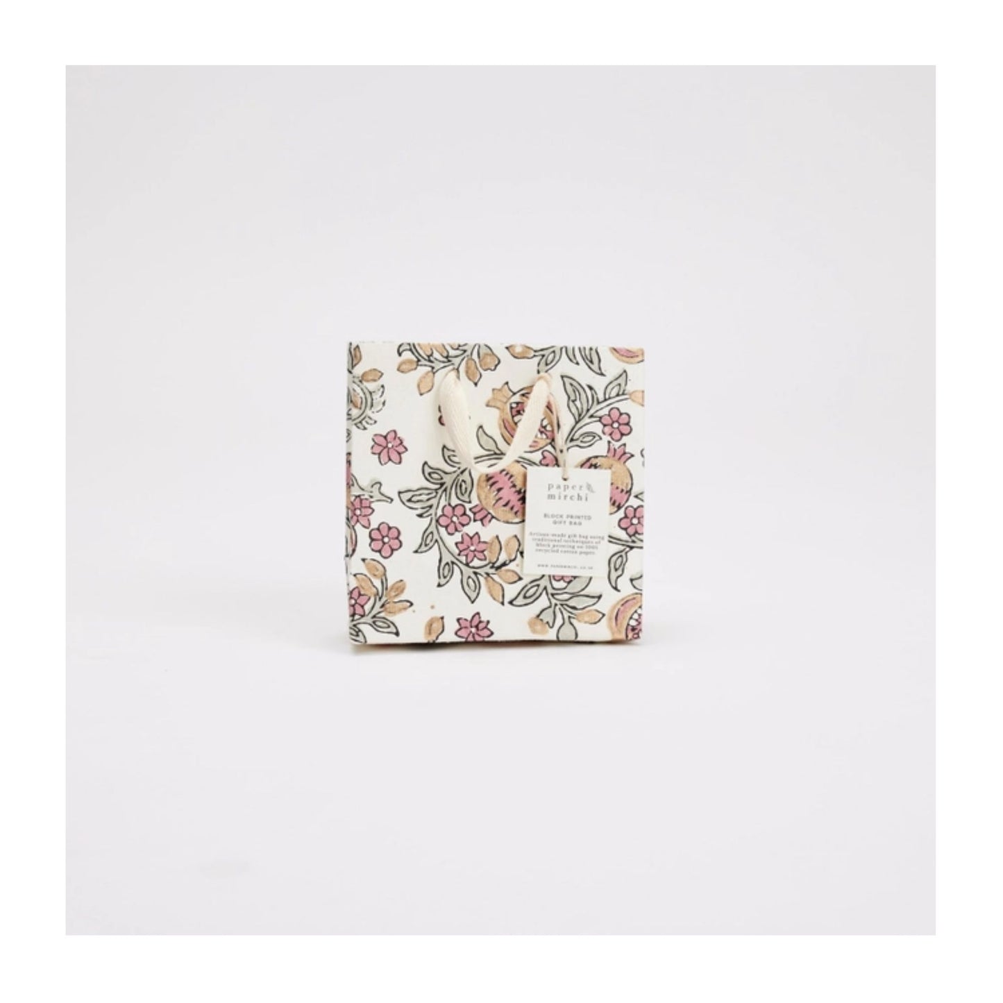 Pink Earth Pomegranate Hand Block Printed Gift Bag