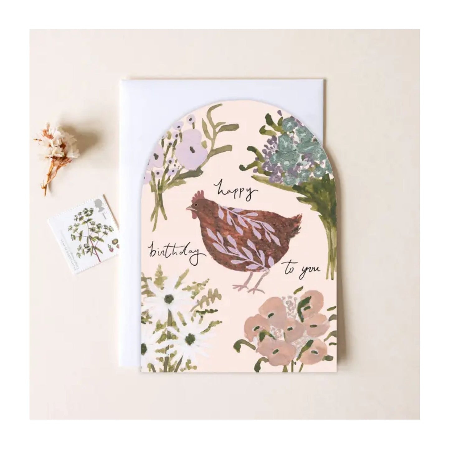 Floral Chickens Birthday Card