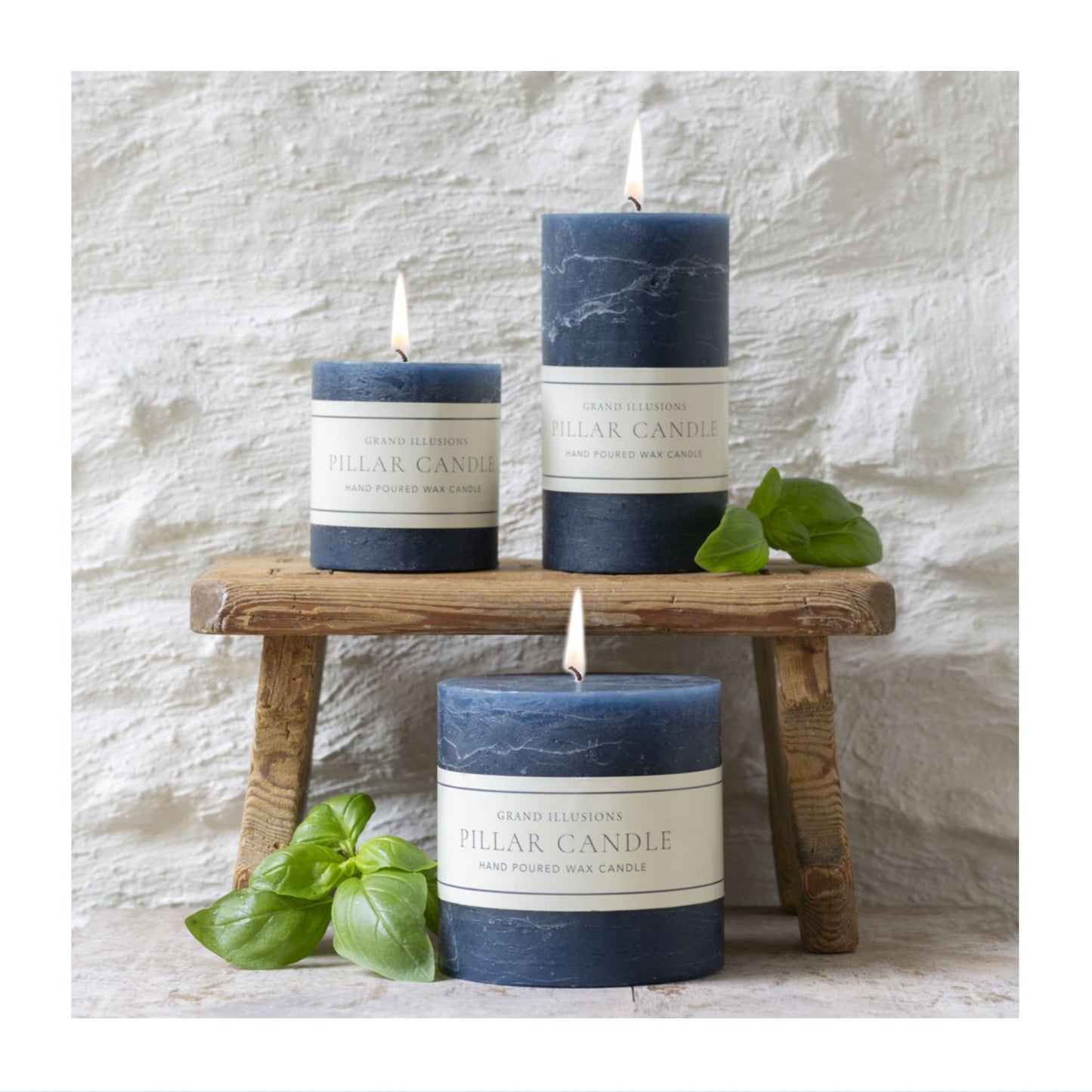 Inky Blue Pillar Candles