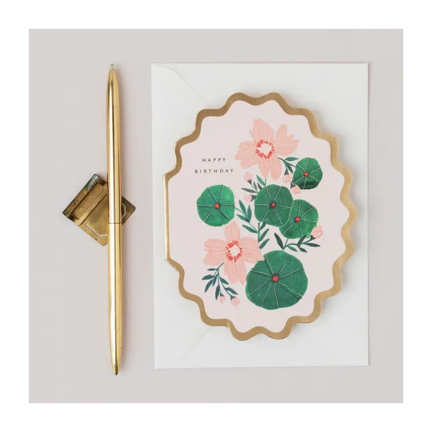Happy Birthday Botanical Scallop Card