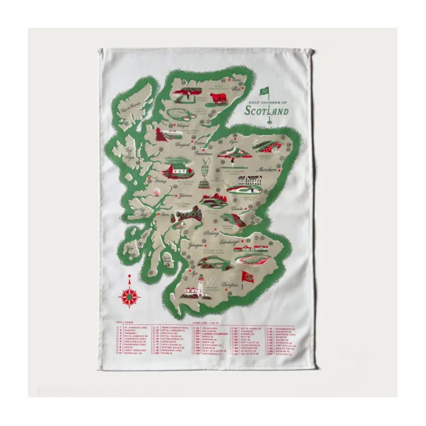 Golf Courses of Scotland Tea Towel