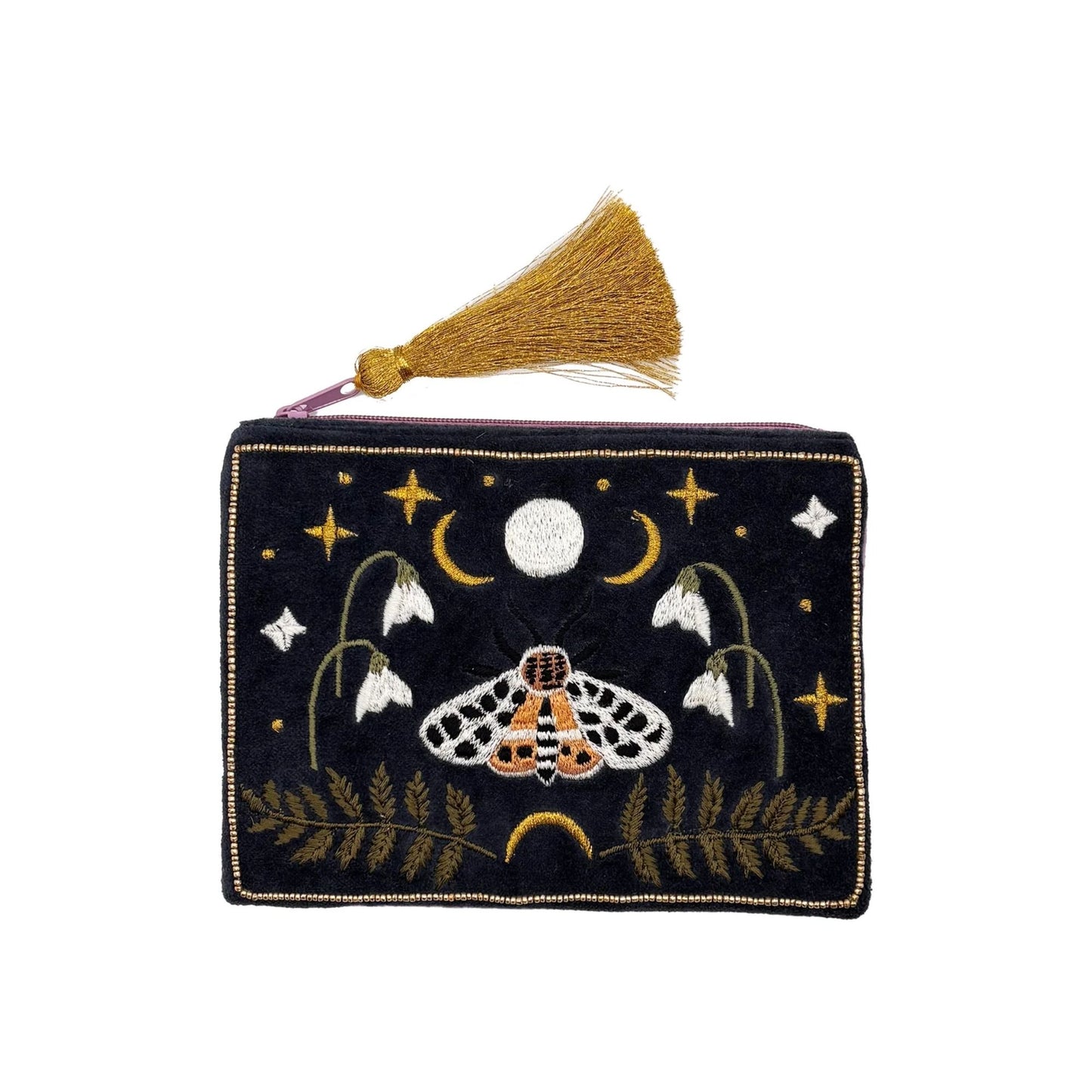 Moth Embroidered Pouch