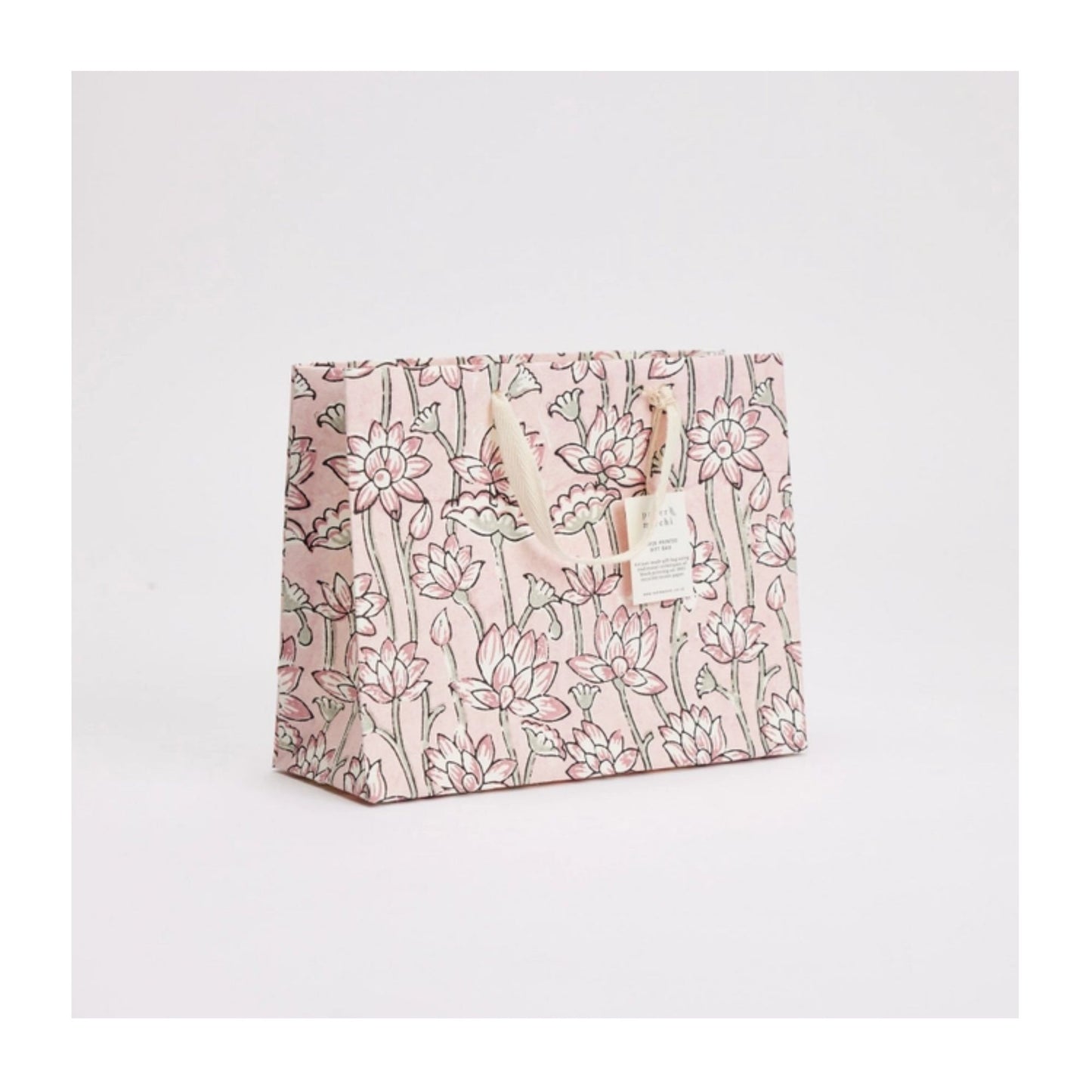 Pink Earth Lotus Hand Block Printed Gift Bag