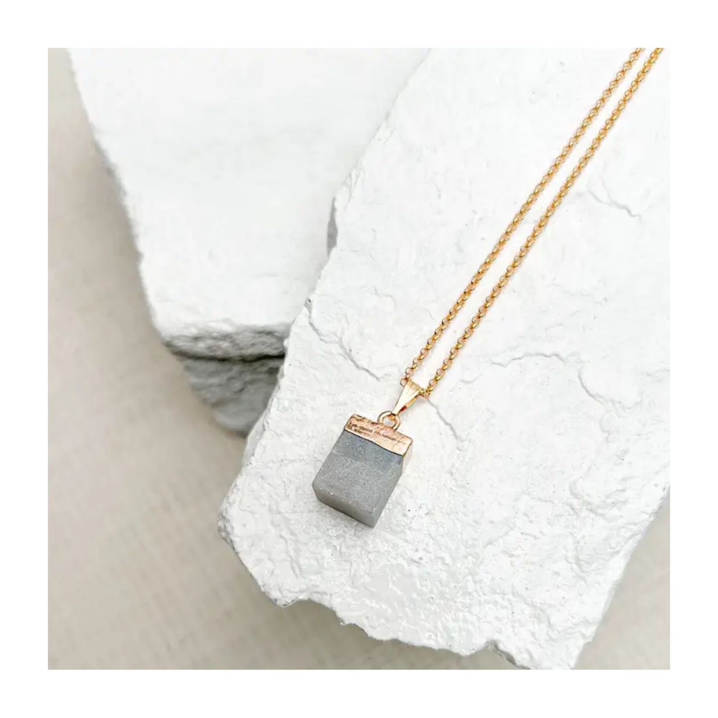 Amazonite Cube Gold-Plated Necklace