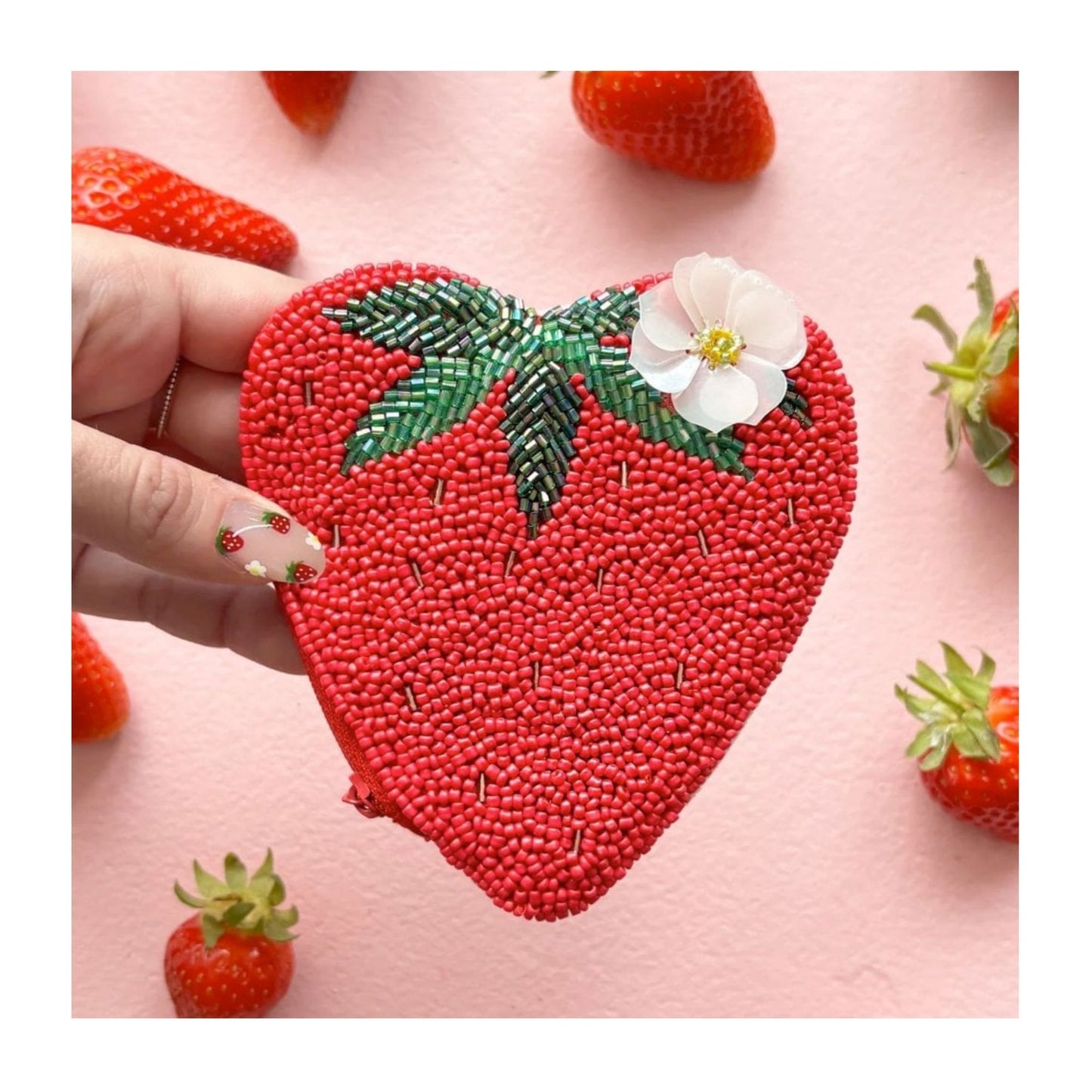 Strawberry Beaded Purse