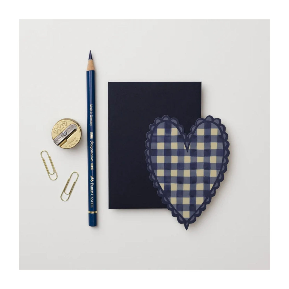 Blue Gingham Heart Mini Card