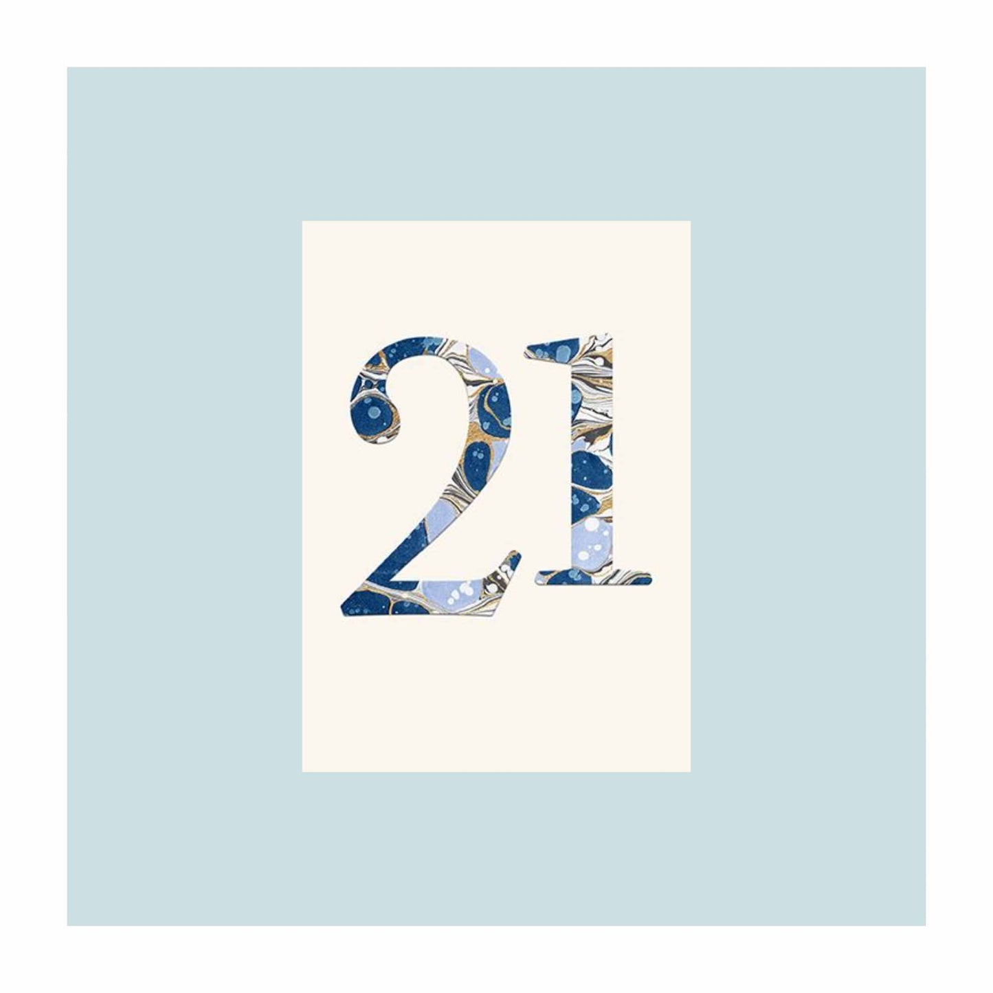 A 21st Birthday card from Meraki. Featuring gold foil marble.