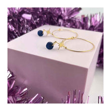  Navy Glitter Star Hoops