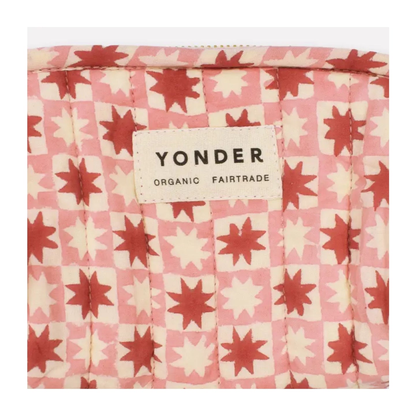 Pink Star Quilted Zip Up Bag