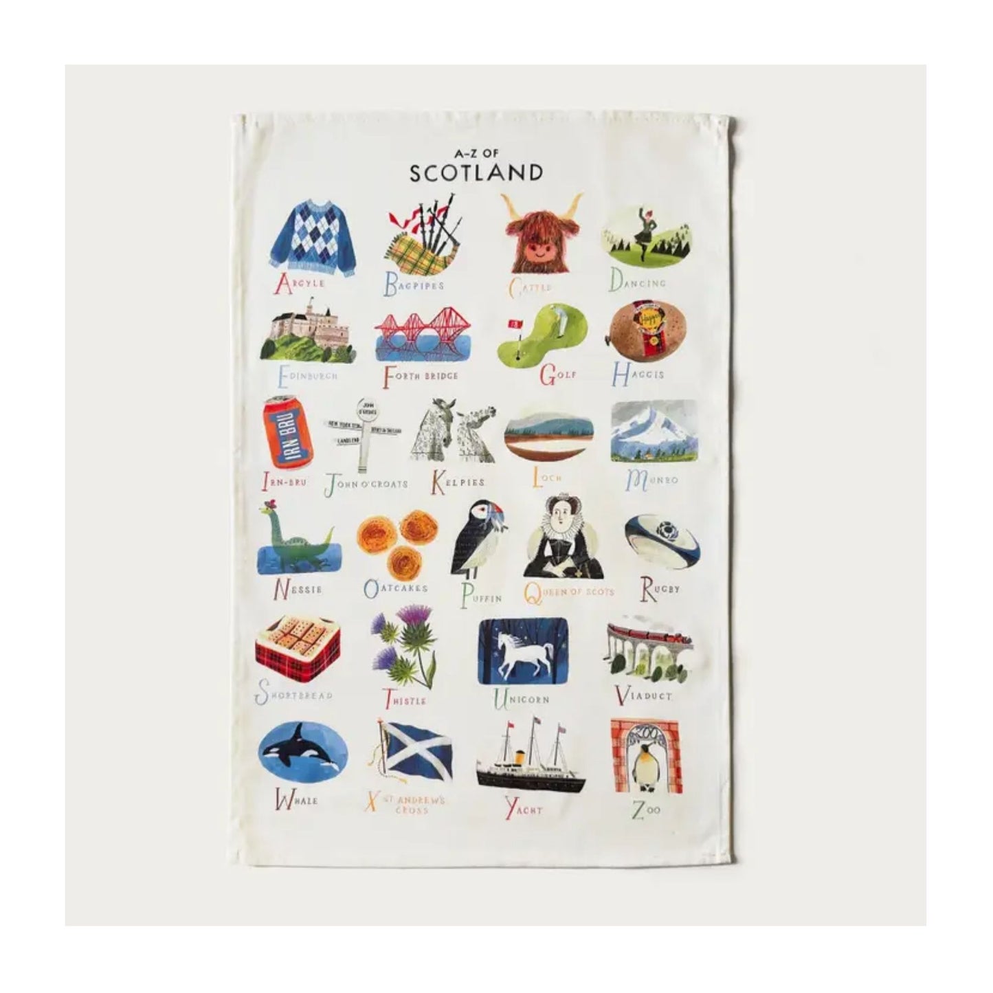 A-Z of Scotland Tea Towel