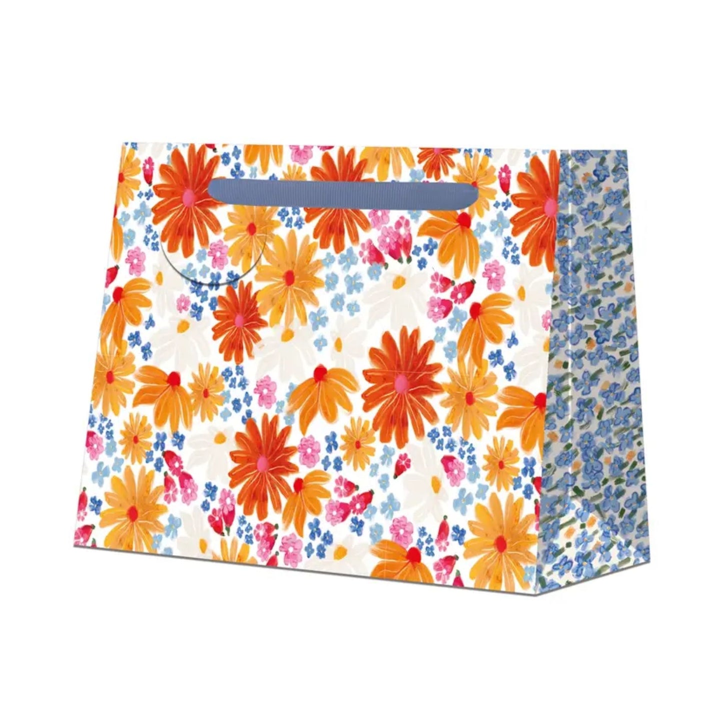 Orange Flowers Large Rectangle Gift Bag