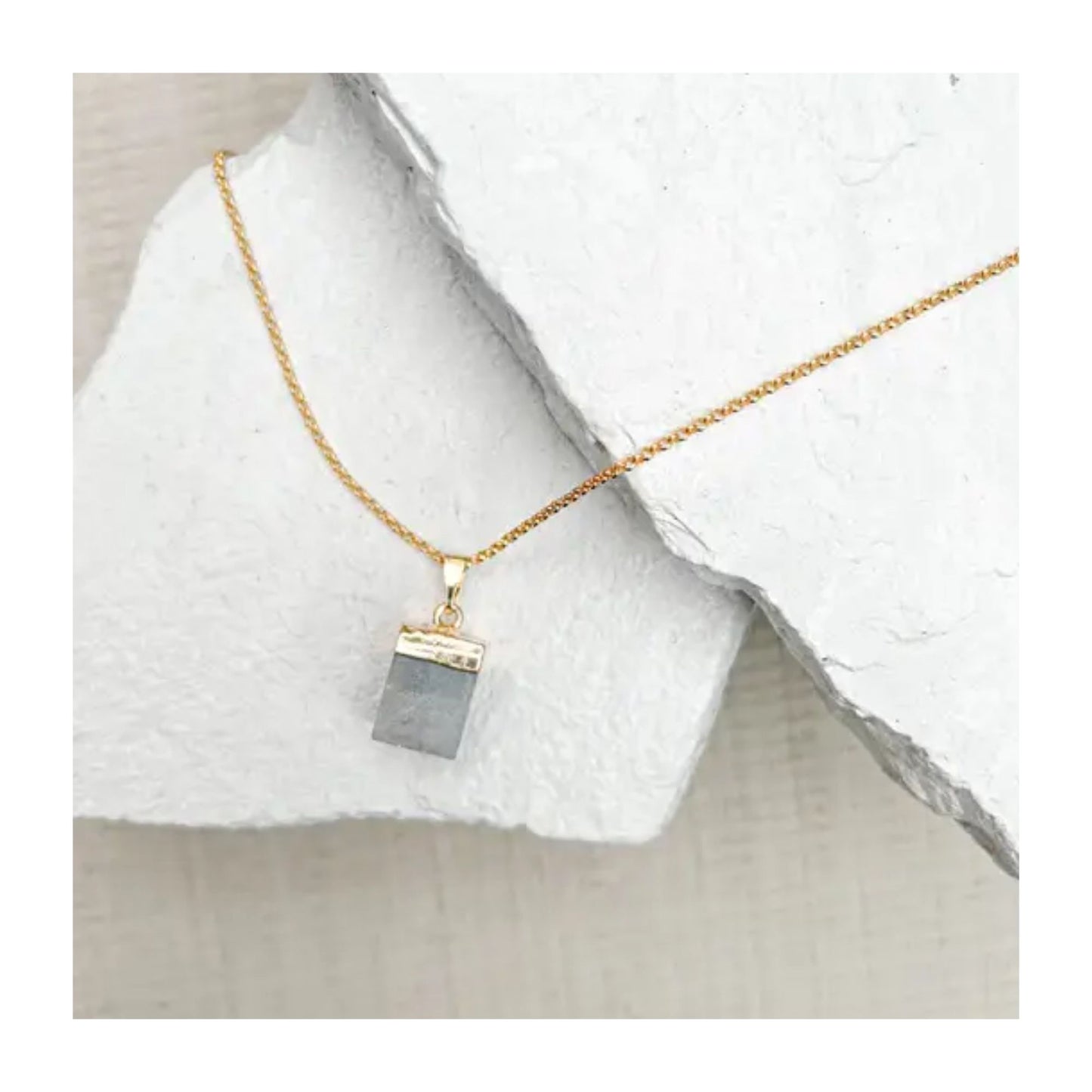 Amazonite Cube Gold-Plated Necklace