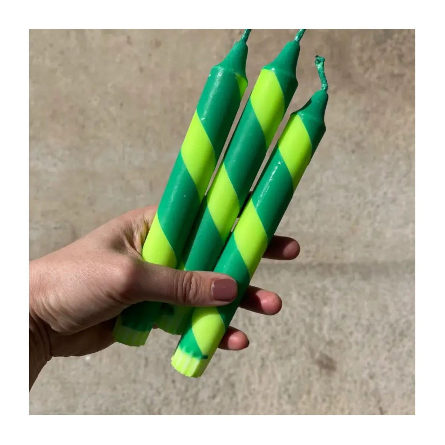 Lime & Green Helter Skelter Taper Candle