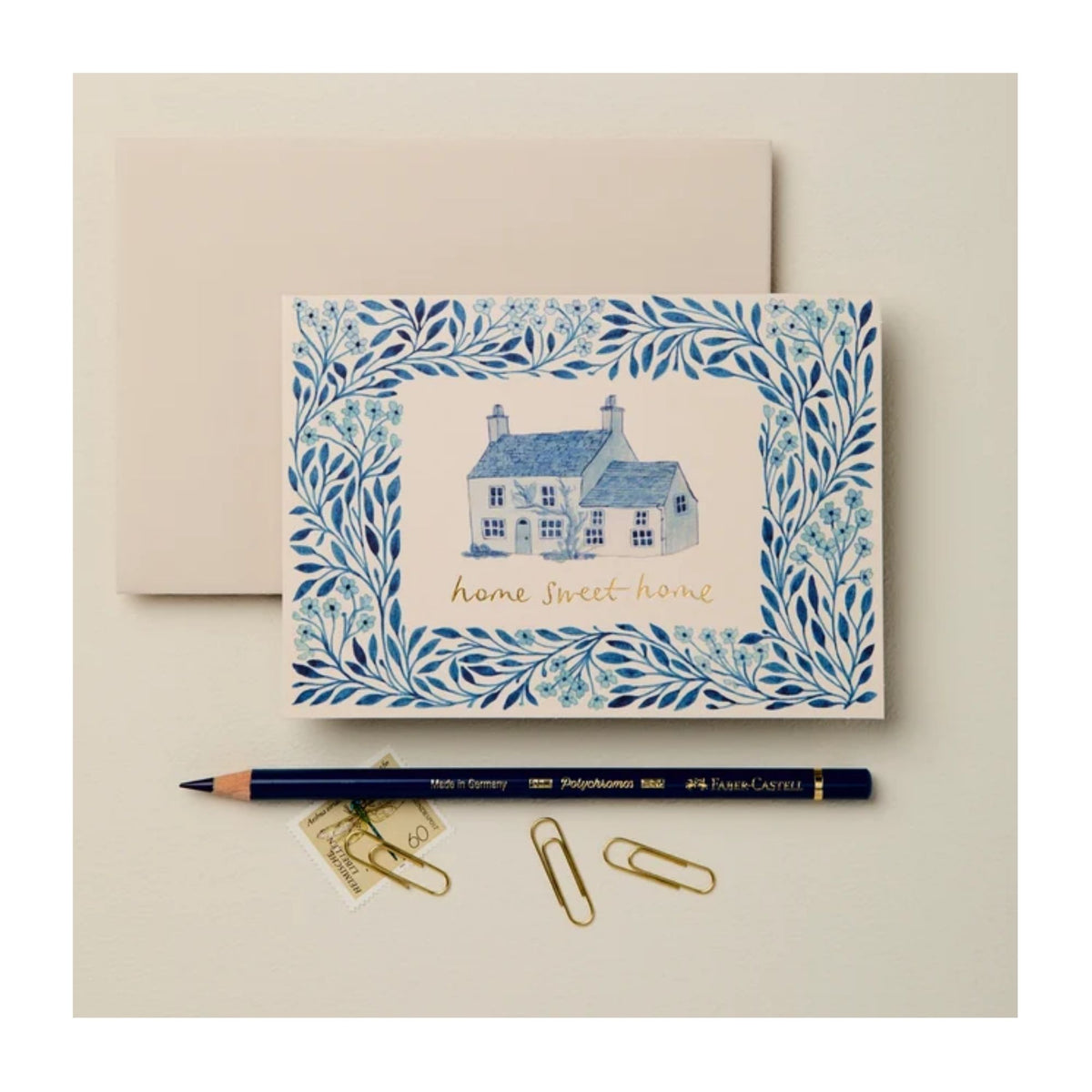 Home Sweet Home Blue Floral Card