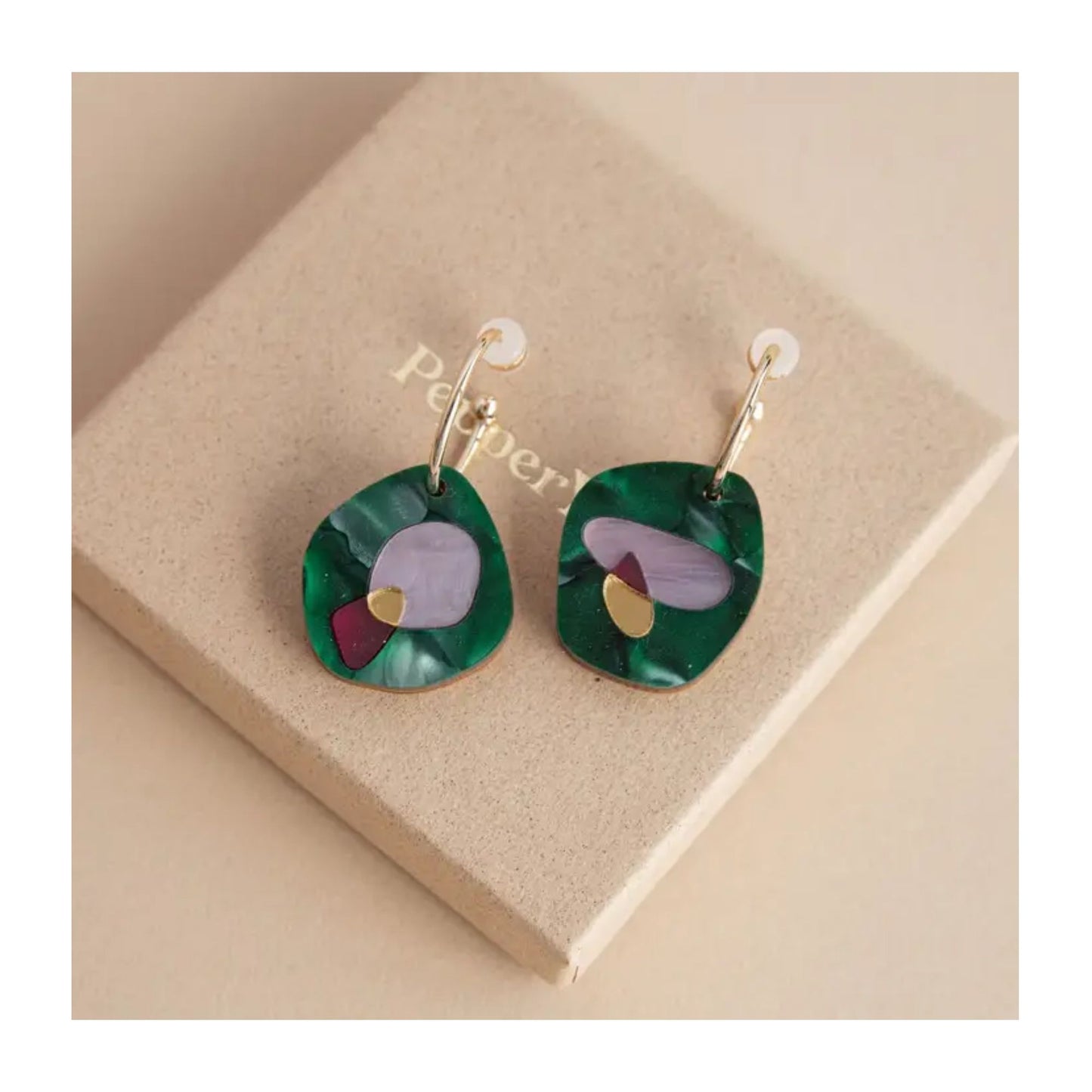 Teal Puddle Hoop Earrings