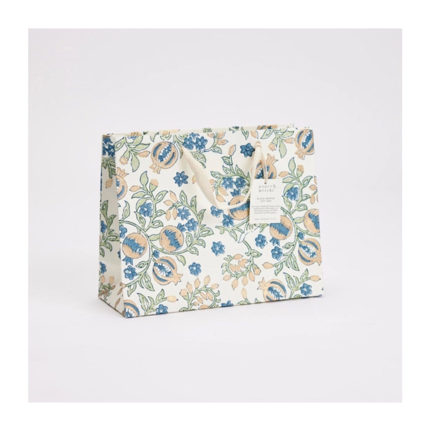Indigo Pomegranate Hand Block Printed Gift Bag