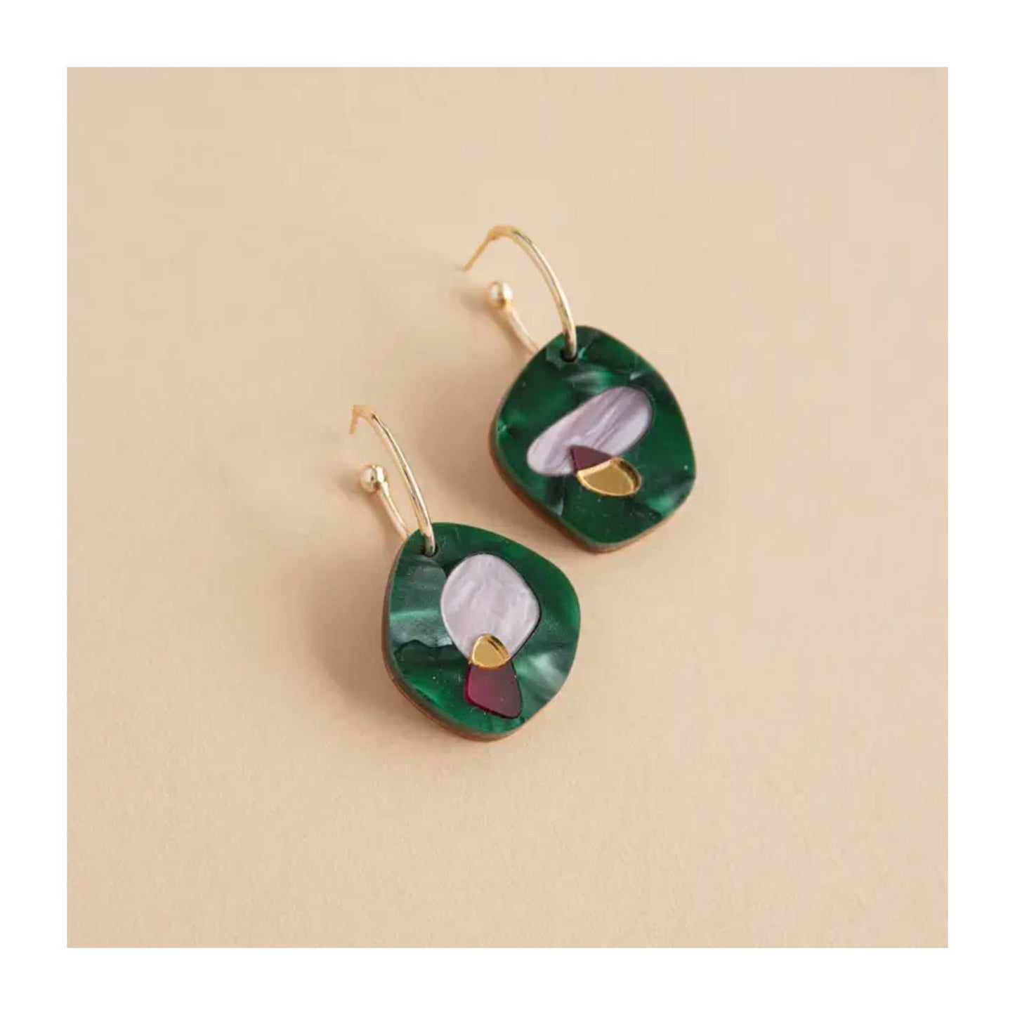 Teal Puddle Hoop Earrings