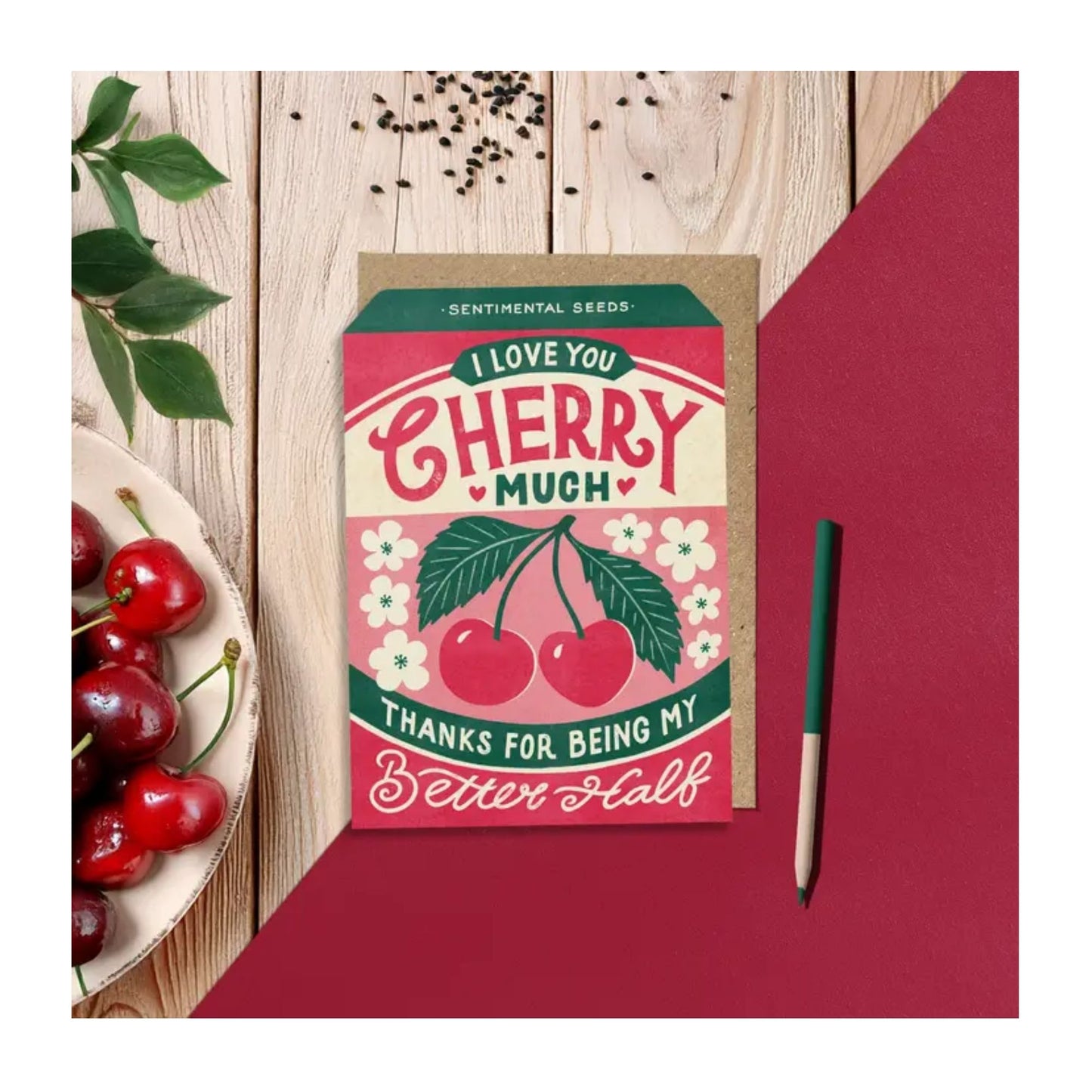 Cherry Vintage Seed Packet Card