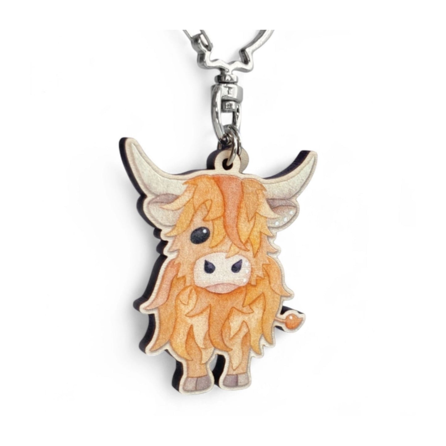 Highland Cow Keyring with Thistle
