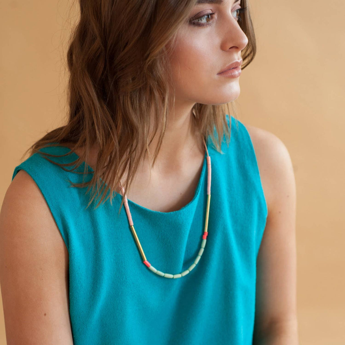 Dini Necklace - Mint & Salmon