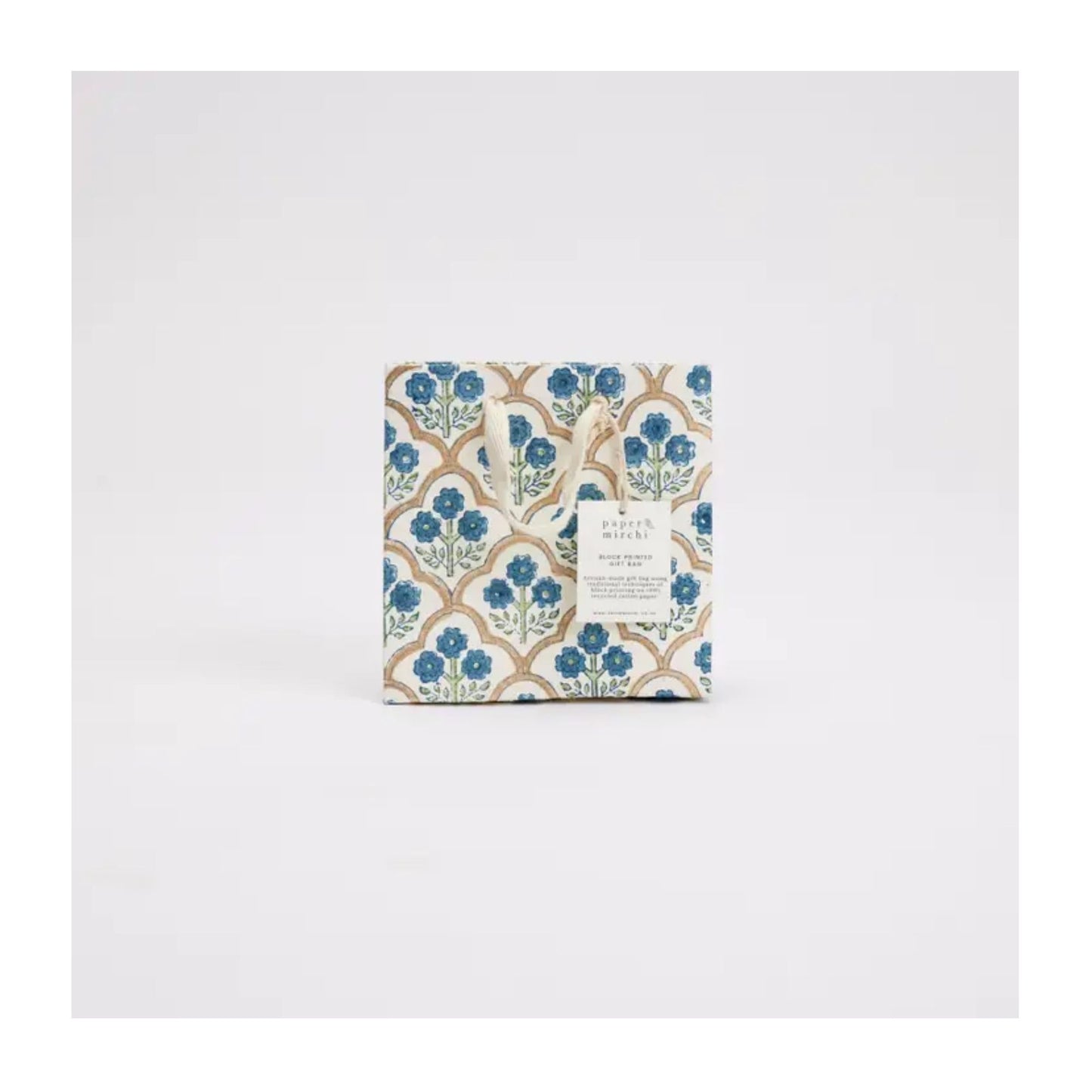 Indigo Trellis Hand Block Printed Gift Bag
