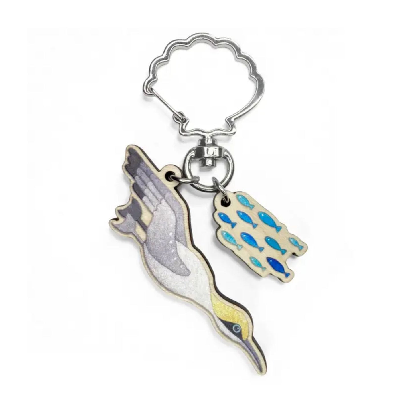 Diving Gannet Keyring with Fish
