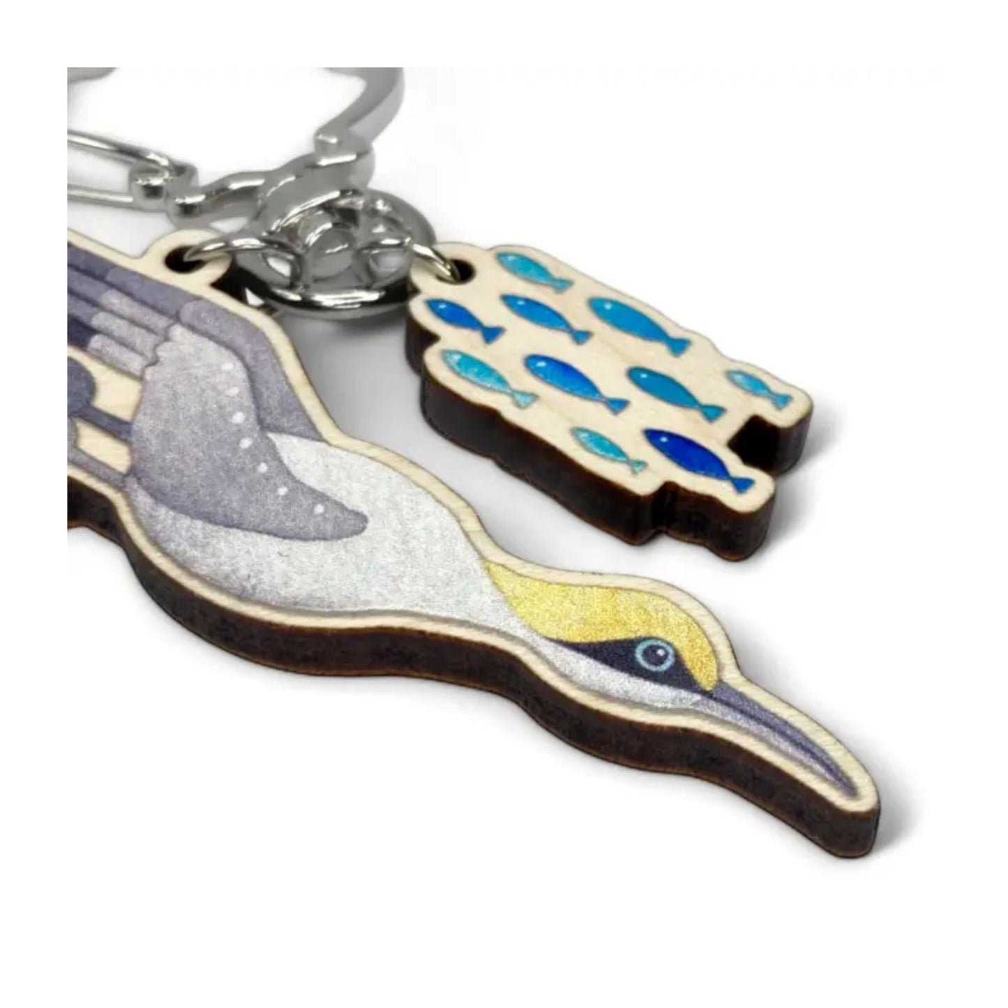 Diving Gannet Keyring with Fish