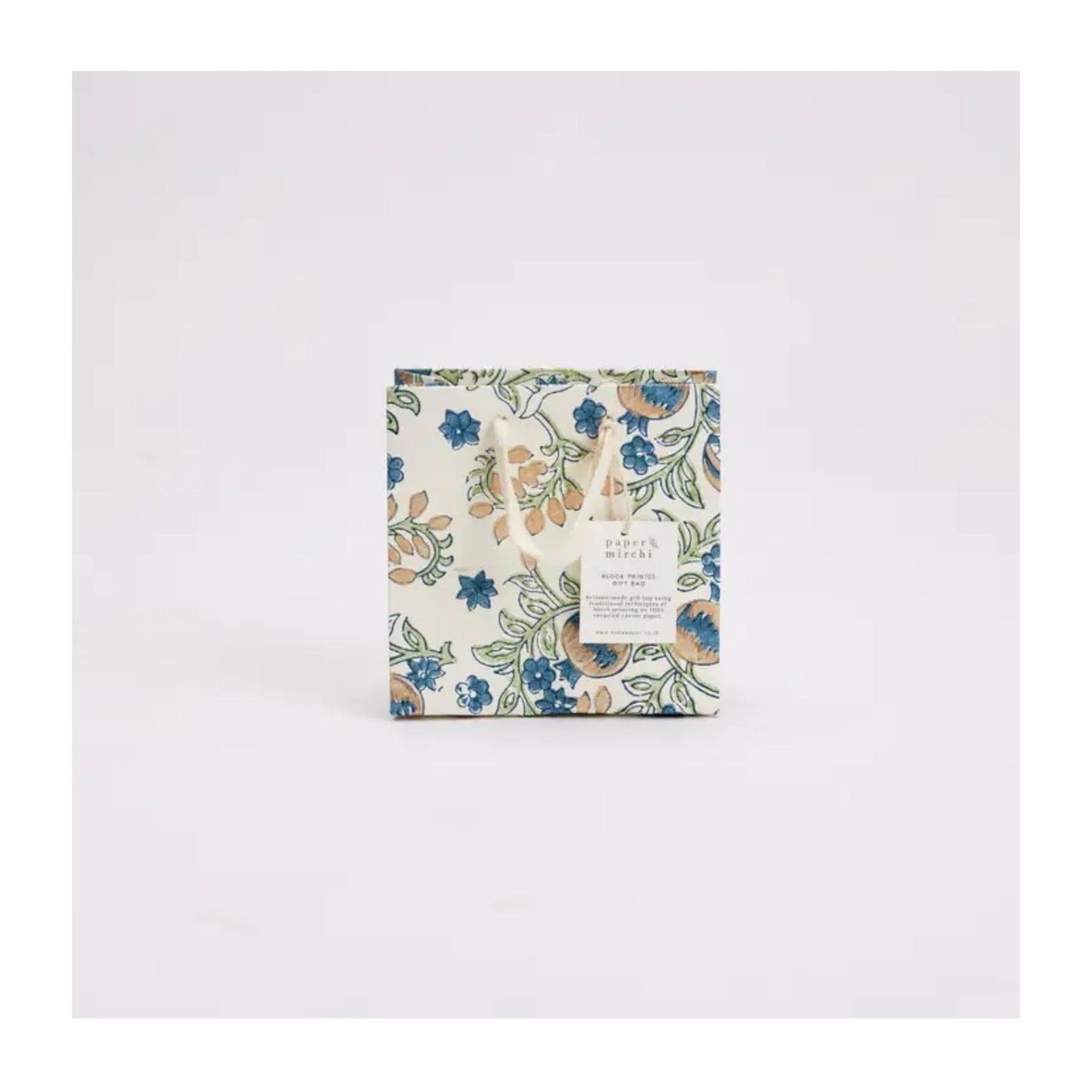 Indigo Pomegranate Hand Block Printed Gift Bag