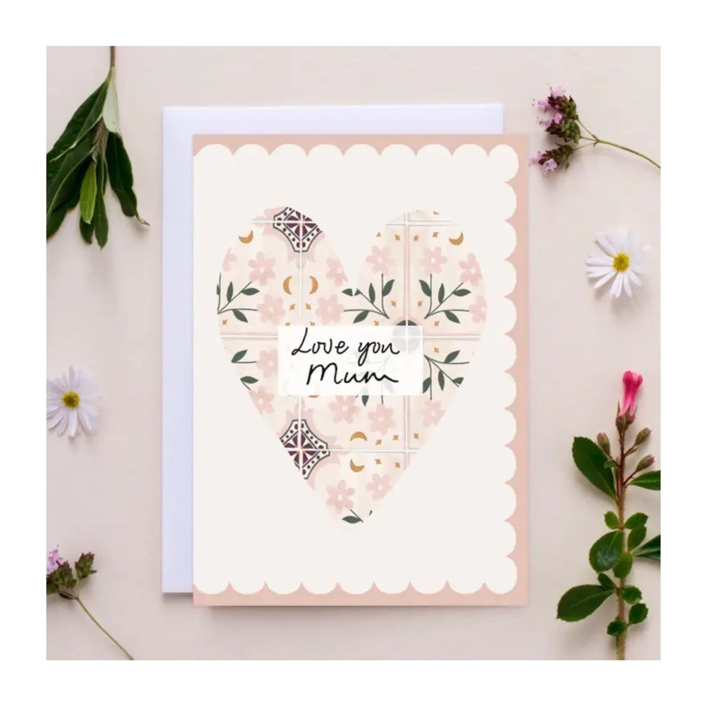 Love You Mum Heart Tiles Card