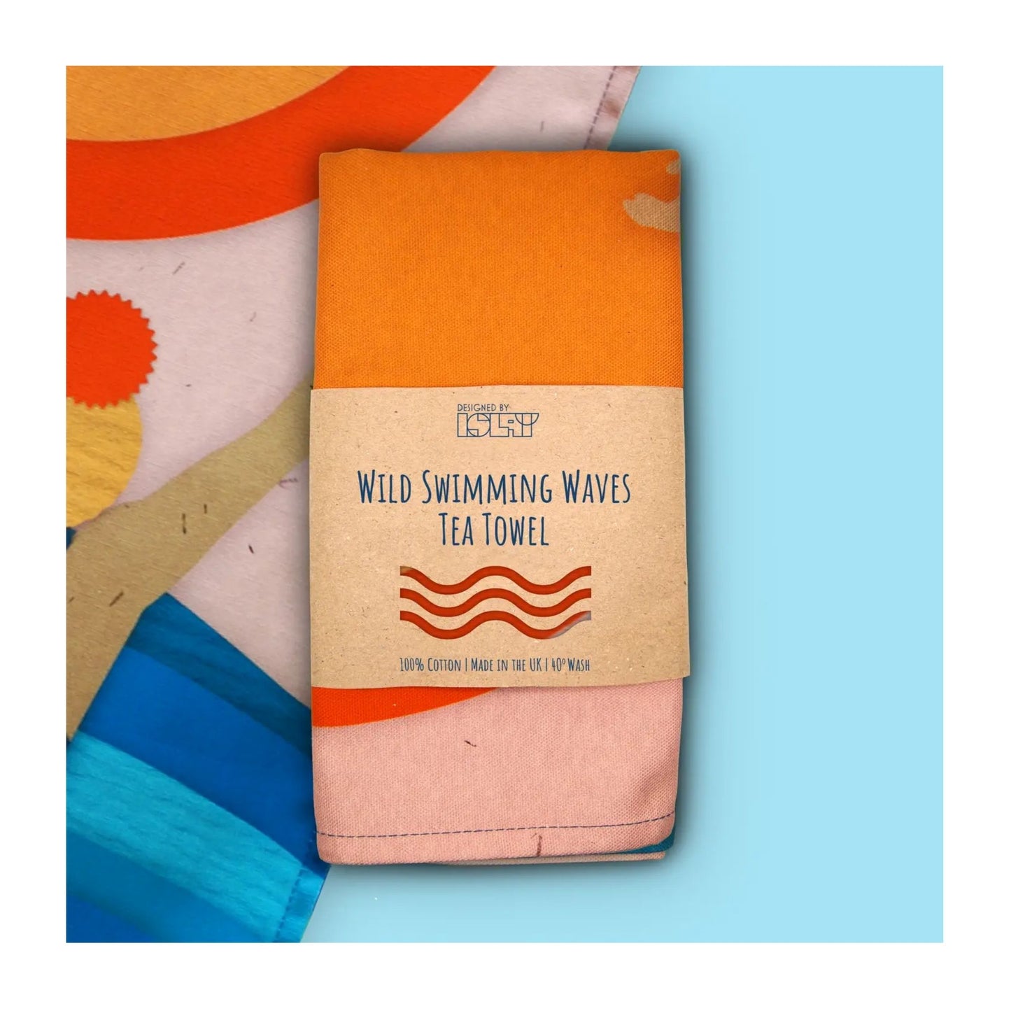 Wild Swimming Waves Tea Towel