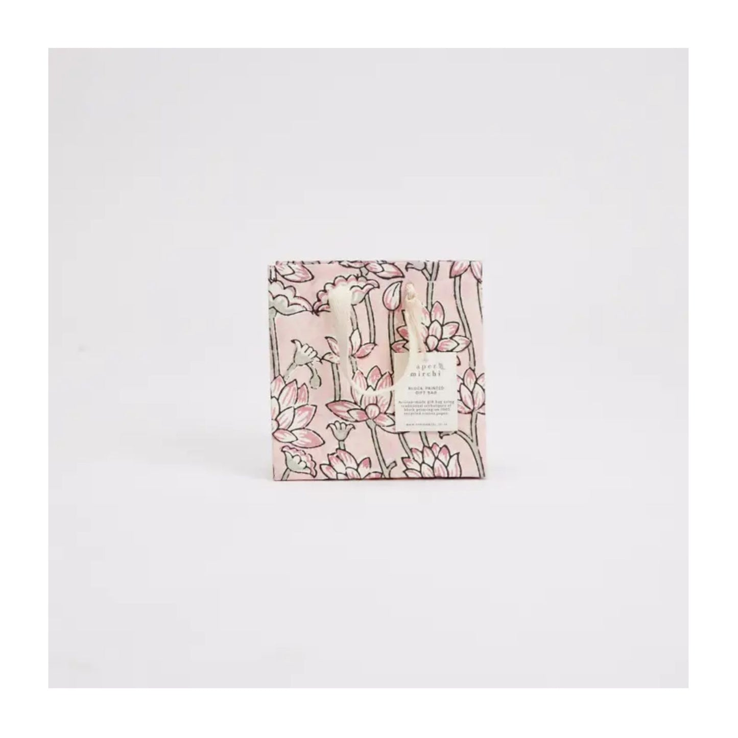 Pink Earth Lotus Hand Block Printed Gift Bag